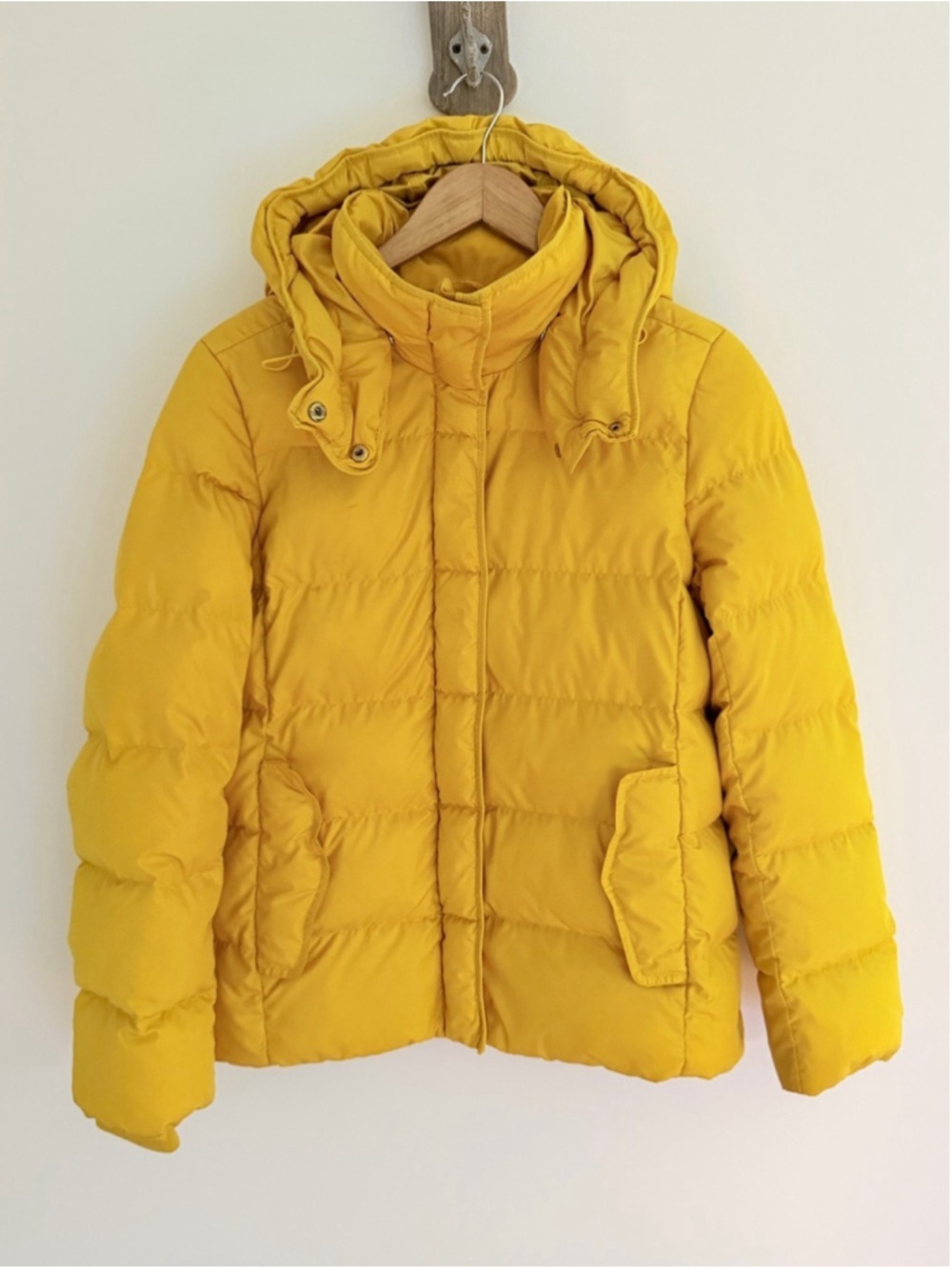 J.Crew Sunshine Yellow Down Puffer Jacket Medium Hooded